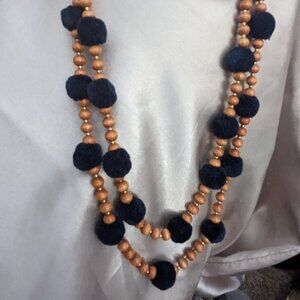 J.Crew Pom Pom  and wooden  beads